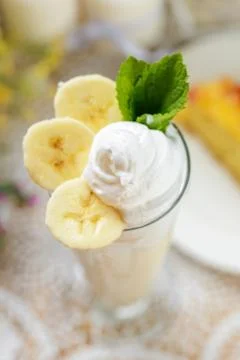 Cold sweet milkshake Stock Photos