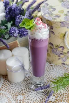 Cold sweet milkshake Stock Photos
