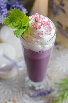 Cold sweet milkshake Stock Photos