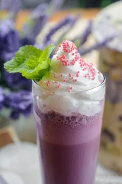Cold sweet milkshake Stock Photos