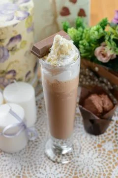 Cold sweet milkshake Stock Photos