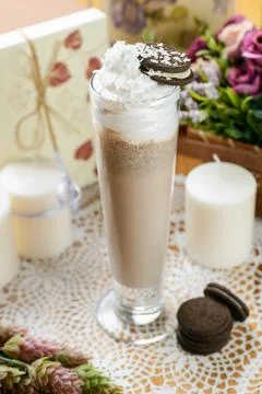 Cold sweet milkshake Stock Photos