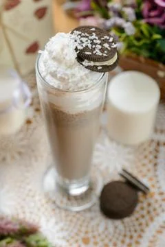 Cold sweet milkshake Stock Photos