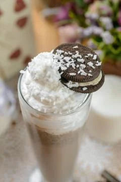 Cold sweet milkshake Stock Photos