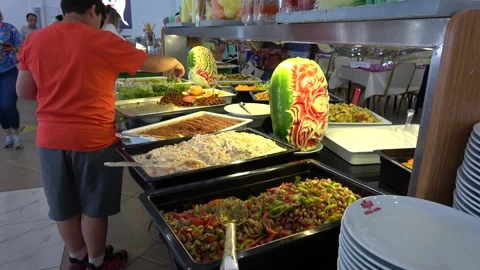 Cold table at the open buffet Stock Footage 201013980