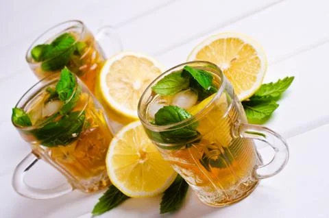 Cold tea with ice Foto stock