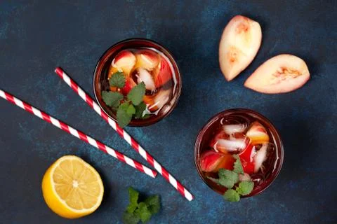 Cold tea peach Stock Photos