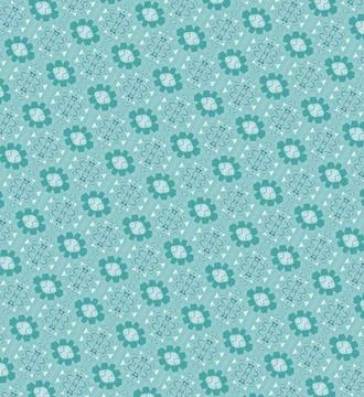 Cold teal tide themed repeatable decorative tile pattern, accented by deep teal, Stock Illustration