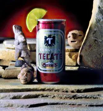 Cold Tecate Beer . Stock Photos