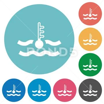 Cold temperature engine coolant flat round icons: Royalty Free #152561502