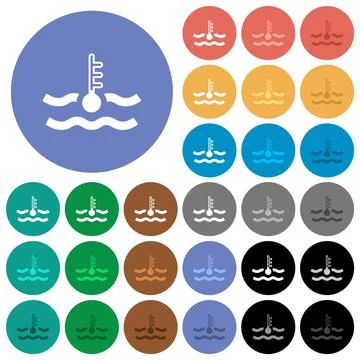 Cold temperature engine coolant round flat multi colored icons Stock Illustration