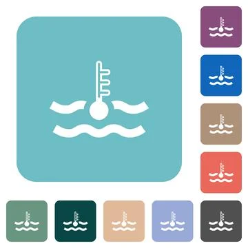 Cold temperature engine coolant rounded square flat icons Stock Illustration