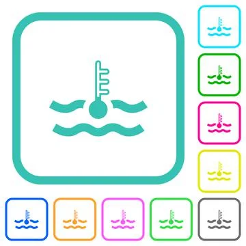 Cold temperature engine coolant vivid colored flat icons Stock Illustration