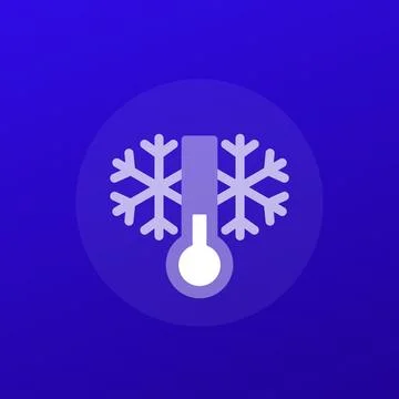 Cold temperature icon with a thermometer, transparent design 스톡 일러스트