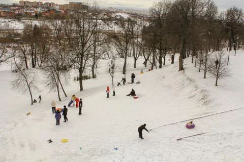 Cold temperature snow Tree Winter sport crowd real group of people day high Stock Photos
