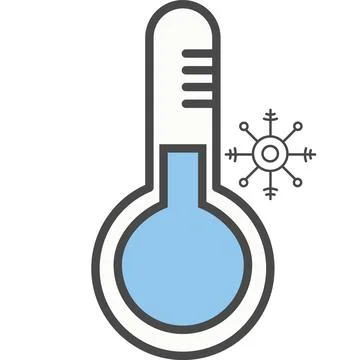 Cold temperature on thermometer vector icon Stock Illustration