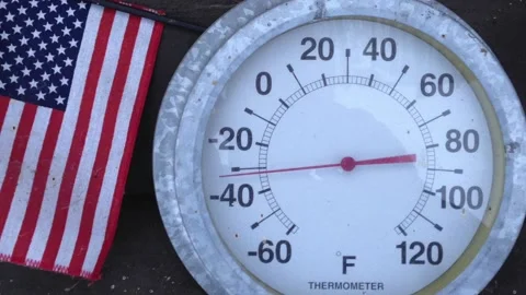 Cold thermometer -32 degrees Fahrenheit Stock Footage 221583348