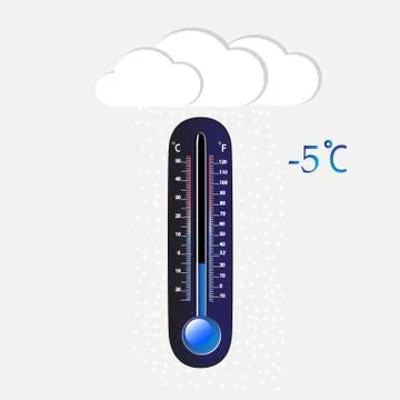 Cold thermometer on a gray background Stock Illustration