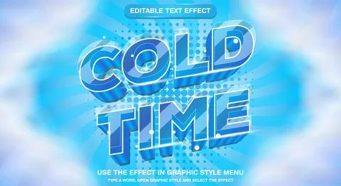 Cold Time typography premium editable text effect Stock Illustration
