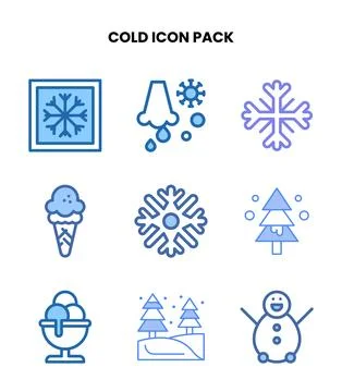 Cold Two Colour Bundle Icons Pack Stock Illustration