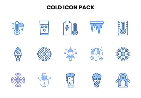 Cold Two Colour Design Icons Pack Stock Illustration