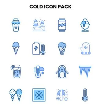 Cold Two Colour Design Icons Pack Illustrazione stock