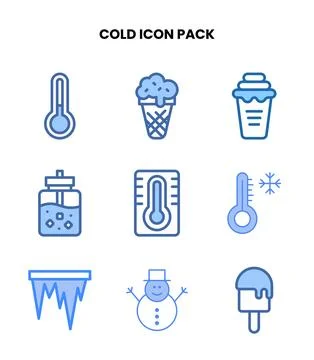 Cold Two Colour Graphics Icons Pack Stock Illustration