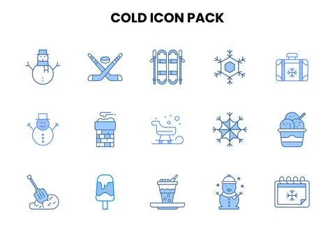 Cold Two Colour Scalable Icons Pack 스톡 일러스트