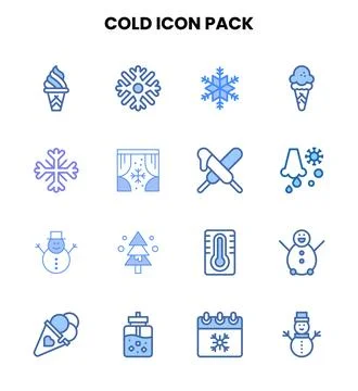 Cold Two Colour Vector Icons Pack Stock Illustration