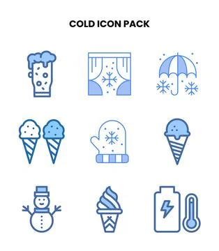 Cold Two Colour Vector Icons Pack Stock Illustration
