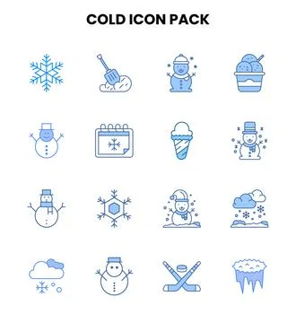 Cold Two Colour Vector Icons Pack Stock Illustration