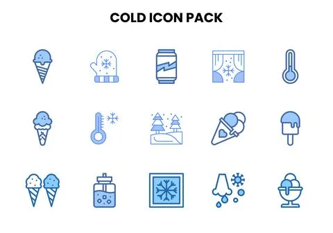 Cold Two Colour Vector Icons Pack 스톡 일러스트