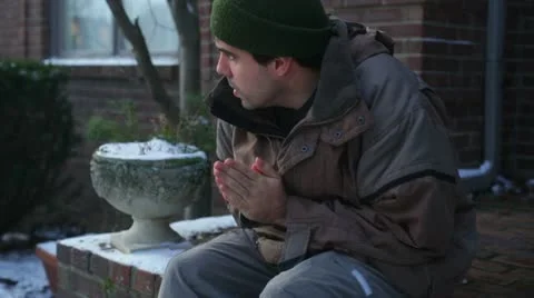 Cold unemployed sick Stock Footage