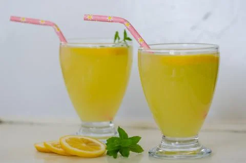 Cold ve refreshing lemonade Stock Photos