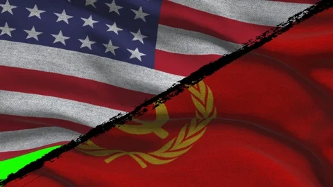 The Cold War America VS Soviet Russia Flags Stock Footage 88512118