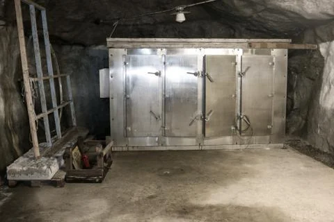 Cold war bunker  interior dorr Stock Photos