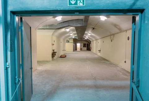 Cold war bunker  interior dorr Stock Photos