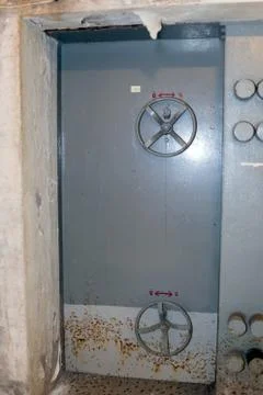 Cold war bunker  interior dorr Stock Photos