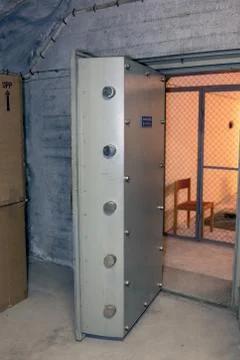 Cold war bunker  interior vault style door Stock Photos