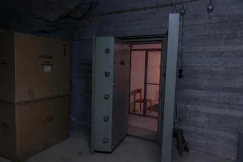 Cold war bunker  interior vault door Stock Photos