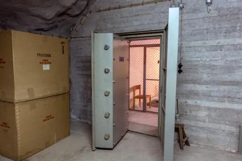 Cold war bunker  interior vault door Stock Photos