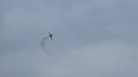 Cold War era F-100 Super Sabre performs a flyby Stock Footage 111839915