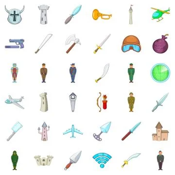 Cold war icons set, cartoon style Stock Illustration