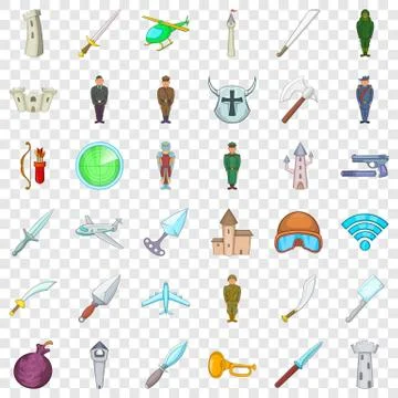 Cold war icons set, cartoon style Stock Illustration