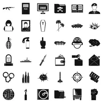 Cold war icons set, simple style Stock Illustration