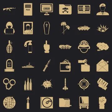 Cold war icons set, simple style Stock Illustration