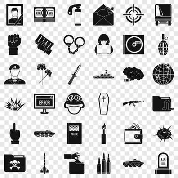 Cold war icons set, simple style Stock Illustration