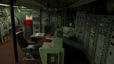 Cold War Missile Launch Control Room With Lights Off Stock Footage 309028134