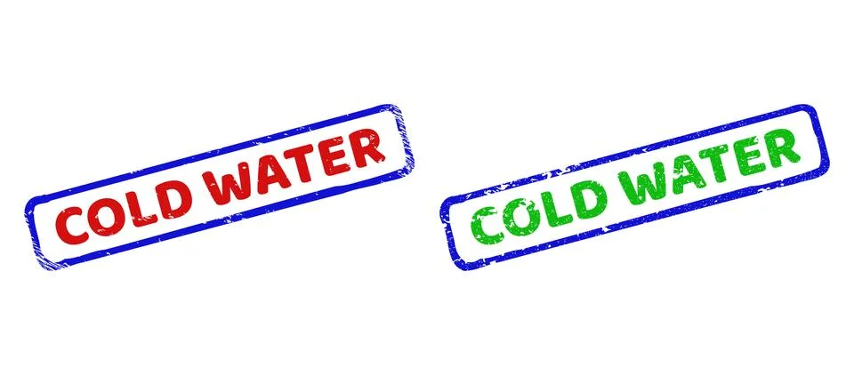 COLD WATER Bicolor Rough Rectangle Watermarks with Corroded Textures Stock Illustration