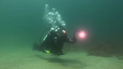 Cold Water Diver Stock Footage 87040544
